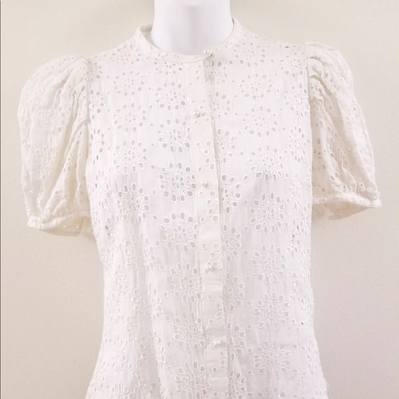 Anthropologie Lace Eyelet Lady Blouse 0 XS - Picture 2 of 4